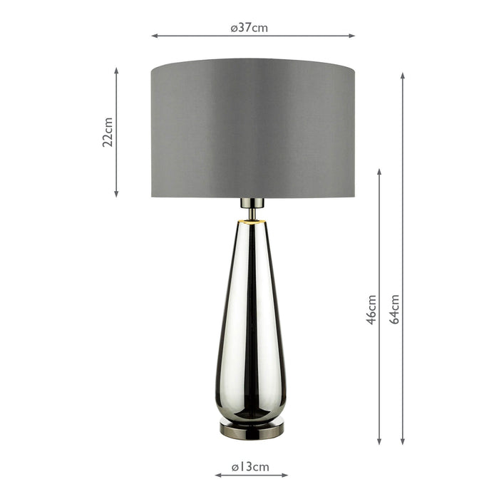 Dar Lighting Pablo Table Lamp Black Chrome Smoked Glass With Shade • PAB4267