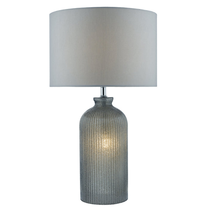 Dar Lighting Pamplona Dual Light Table Lamp Grey Glass With Shade • PAM4239