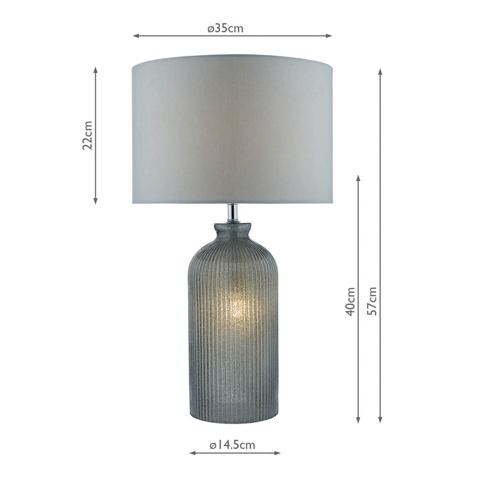 Dar Lighting Pamplona Dual Light Table Lamp Grey Glass With Shade • PAM4239