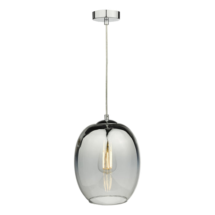 Dar Lighting Patrice 1 Light Pendant Silver Glass • PAT0132