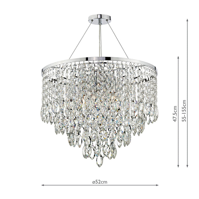 Dar Lighting Pescara 5 Light Round Pendant Decorative Crystal • PES0550