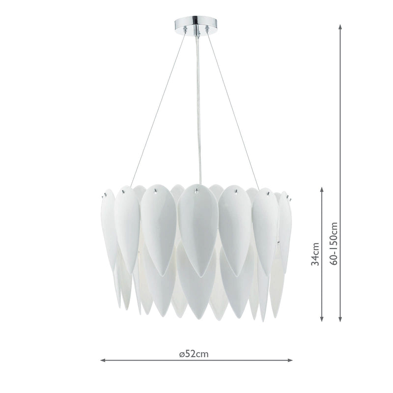Dar Lighting Phillipa 3 Light Pendant White Ceramic • PHI032