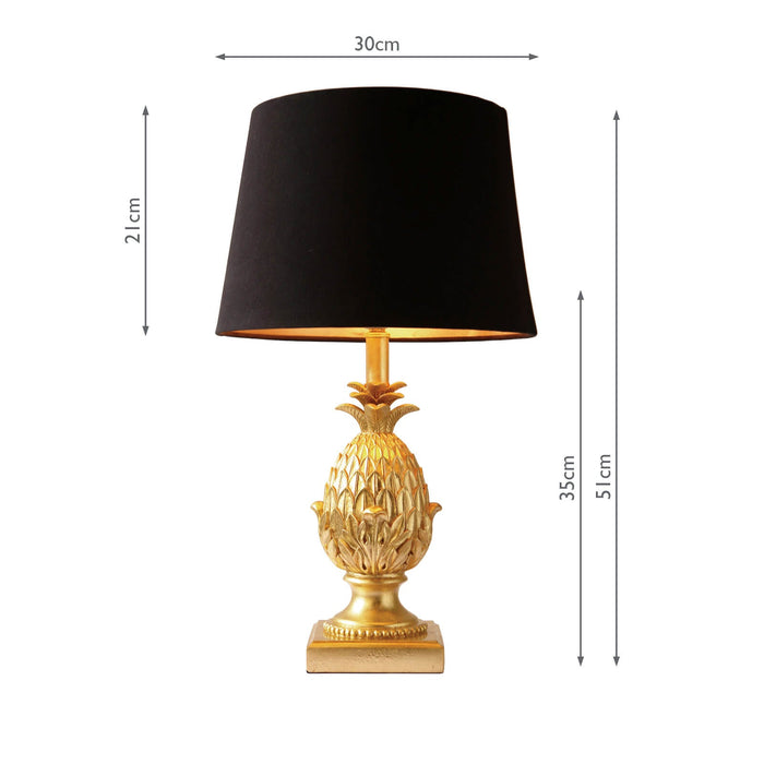 Dar Lighting Pineapple Table Lamp Gold With Shade • PIN4235
