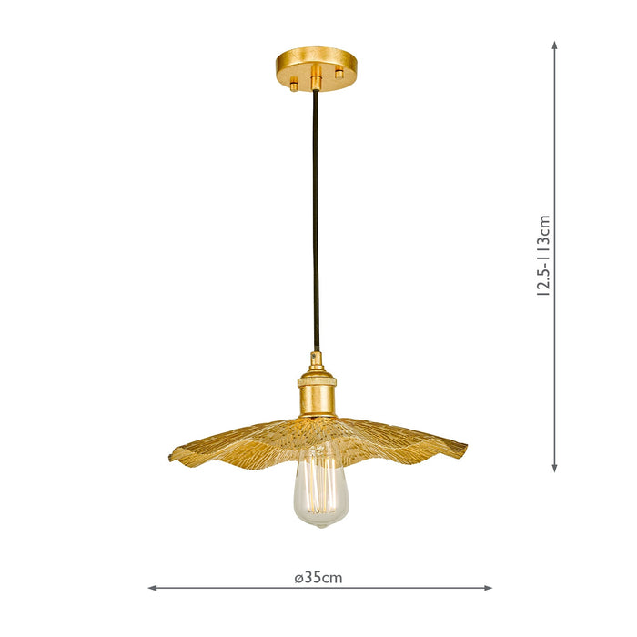 Dar Lighting Piper 1 Light Single Pendant Gold Leaf • PIP0135