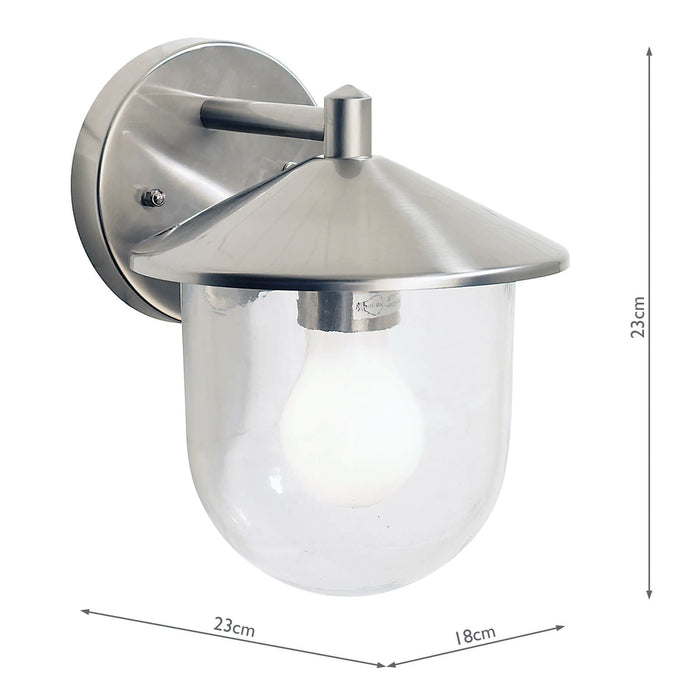 Dar Lighting Poole Outdoor Wall Light Stainless Steel Glass IP44 • POO1544
