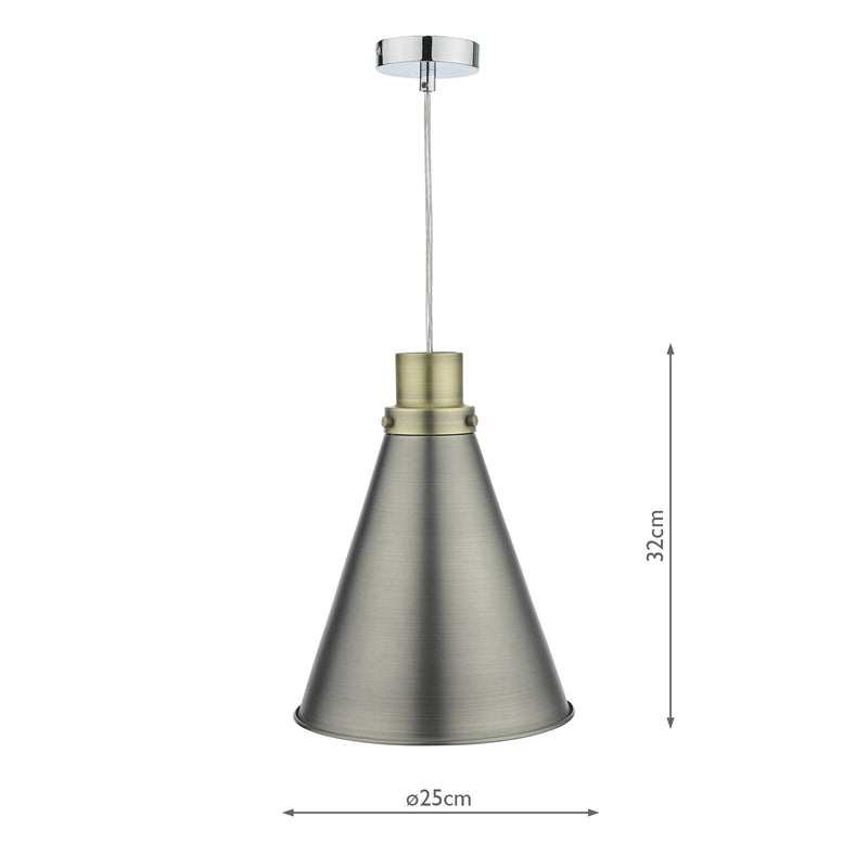 Dar Lighting Potter Easy Fit Pendant Antique Chrome • POT8661