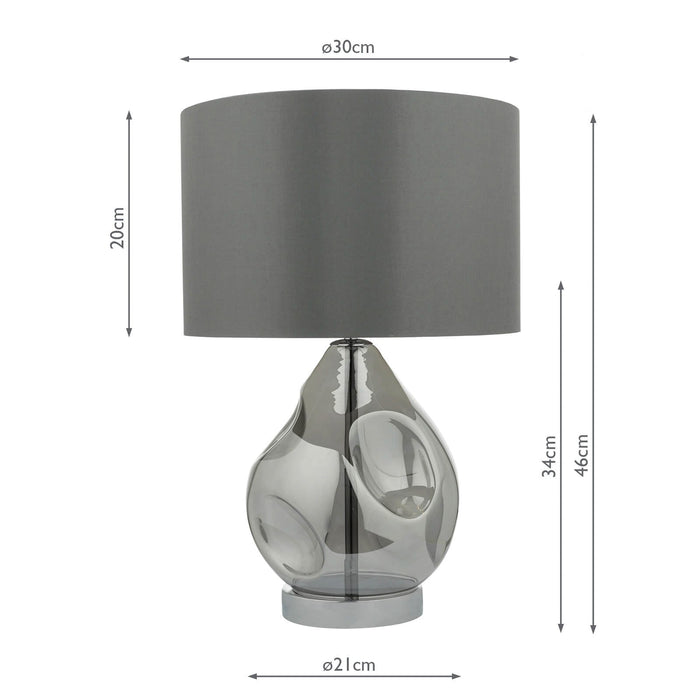 Dar Lighting Quinn Table Lamp Smoked Glass With Shade • QUI4210