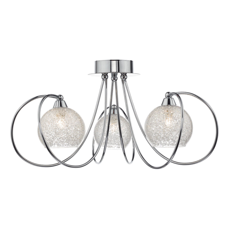 Dar Lighting Rafferty 3 Light Semi Flush Polished Chrome • RAF5350