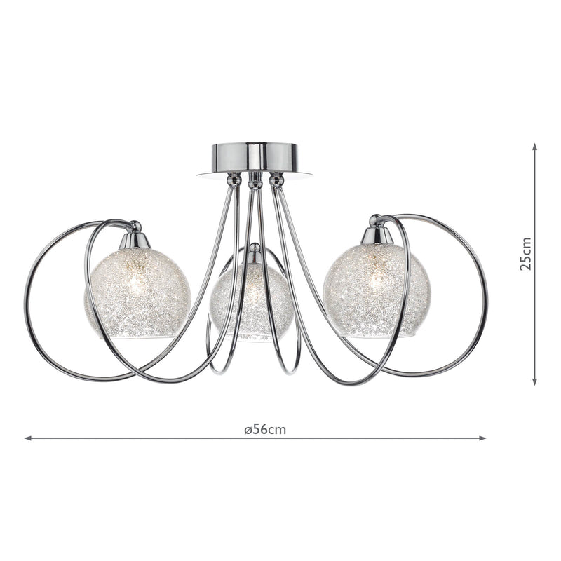 Dar Lighting Rafferty 3 Light Semi Flush Polished Chrome • RAF5350