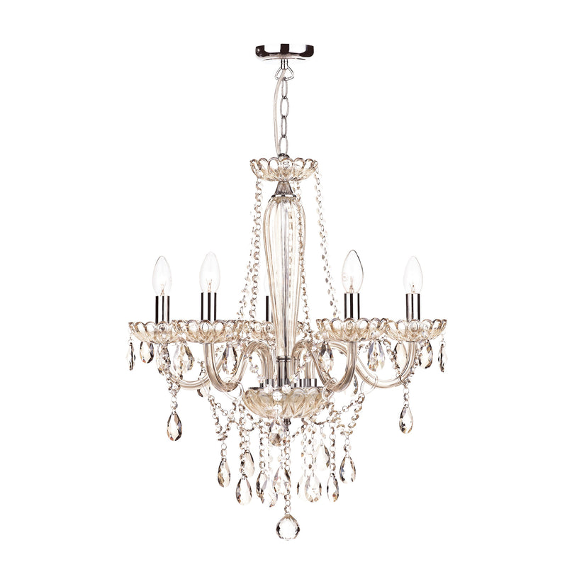 Dar Lighting Raphael 5 Light Chandelier Champagne Crystal • RAP0506