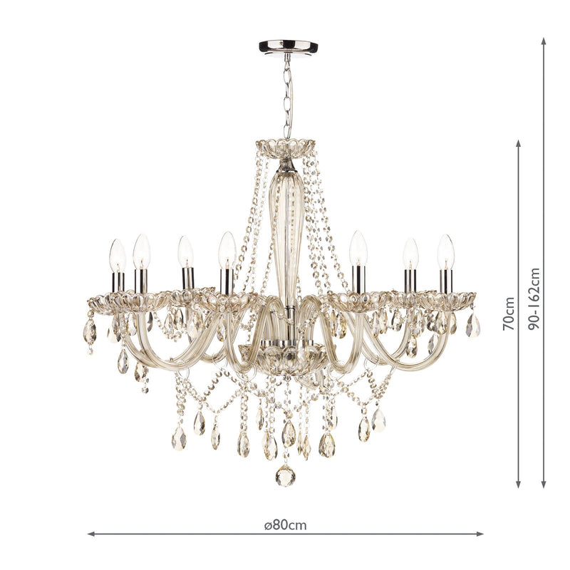 Dar Lighting Raphael 8 Light Chandelier Champagne Crystal • RAP0806