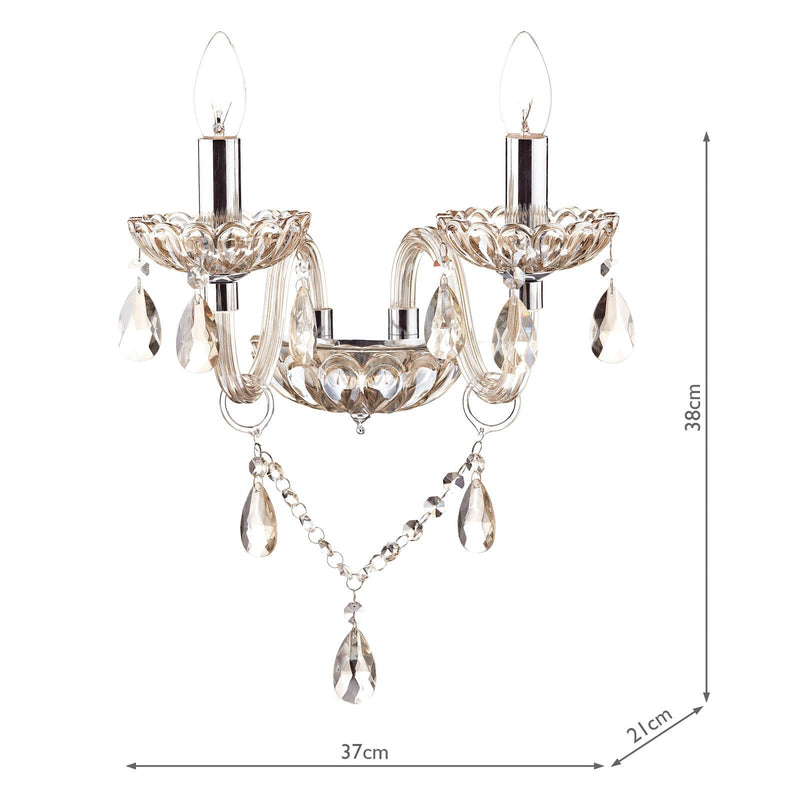 Dar Lighting Raphael Double Wall Bracket Champagne Crystal • RAP0906