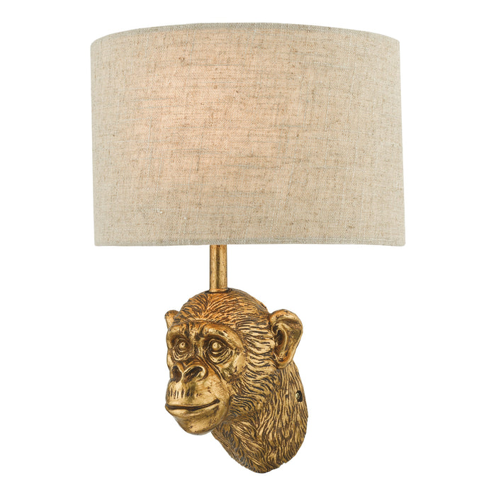 Dar Lighting Raul Monkey Wall Light Gold With Shade • RAU0735