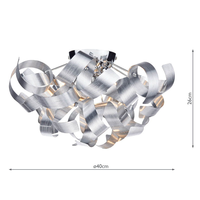 Dar Lighting Rawley 4 Light Flush Brushed Aluminium 40cm • RAW0450