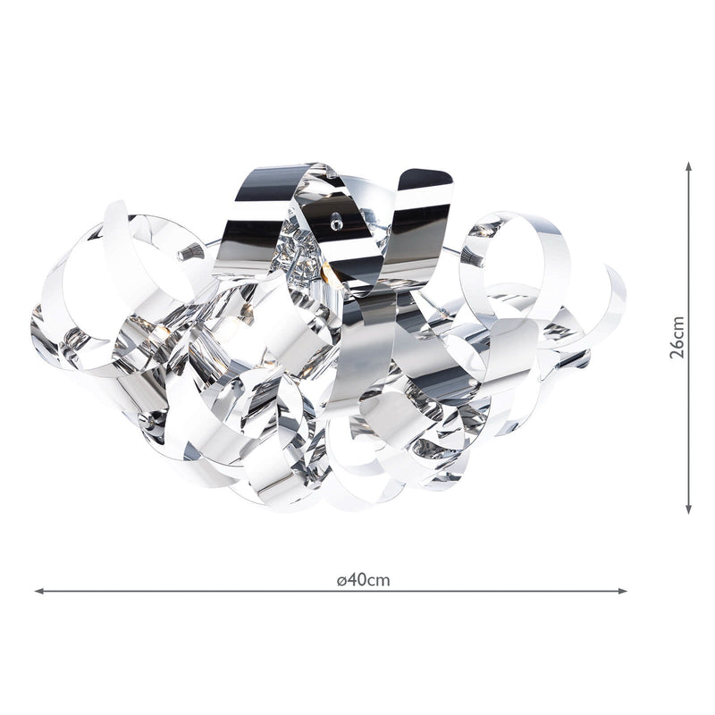 Dar Lighting Rawley 4 Light Flush Polished Chrome 40cm • RAW0455