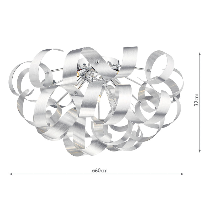 Dar Lighting Rawley 5 Light Flush Brushed Aluminium 60cm • RAW0550