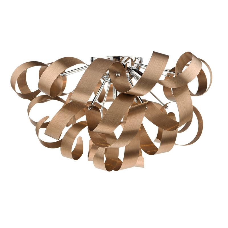 Dar Lighting Rawley 5 Light Flush Brushed Copper 60cm • RAW0564
