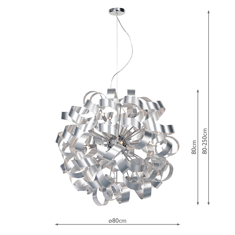 Dar Lighting Rawley 12 Light Pendant Brushed Aluminium • RAW1250