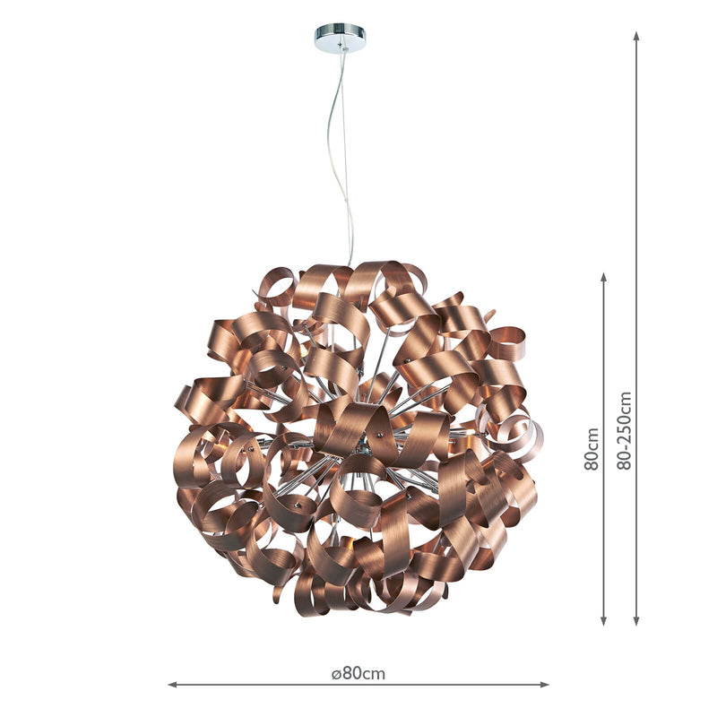 Dar Lighting Rawley 12 Light Pendant Brushed Copper • RAW1264