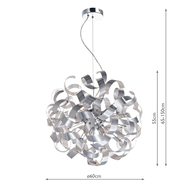 Dar Lighting Rawley 9 Light Ribbon Pendant • RAW1350