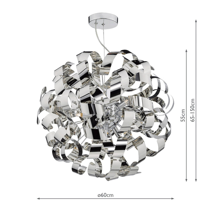 Dar Lighting Rawley 9 Light Pendant Polished Chrome • RAW1355