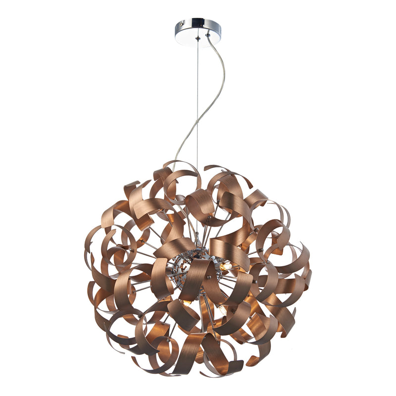 Dar Lighting Rawley 9 Light Ribbon Pendant Brushed Copper • RAW1364