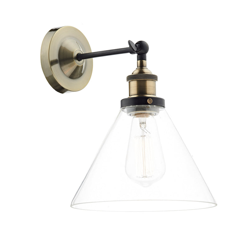 Dar Lighting Ray 1 Light Wall Bracket Antique Brass Clear • RAY0775