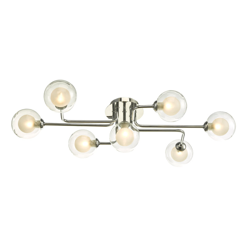 Dar Lighting Reyna 7 Light Semi Flush Polished Chrome With Clear/Opal Glass • REY3450-04