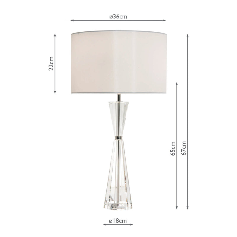Dar Lighting Risha 2 Light Table Lamp Crystal & Polished Nickel With Shade • RIS4208