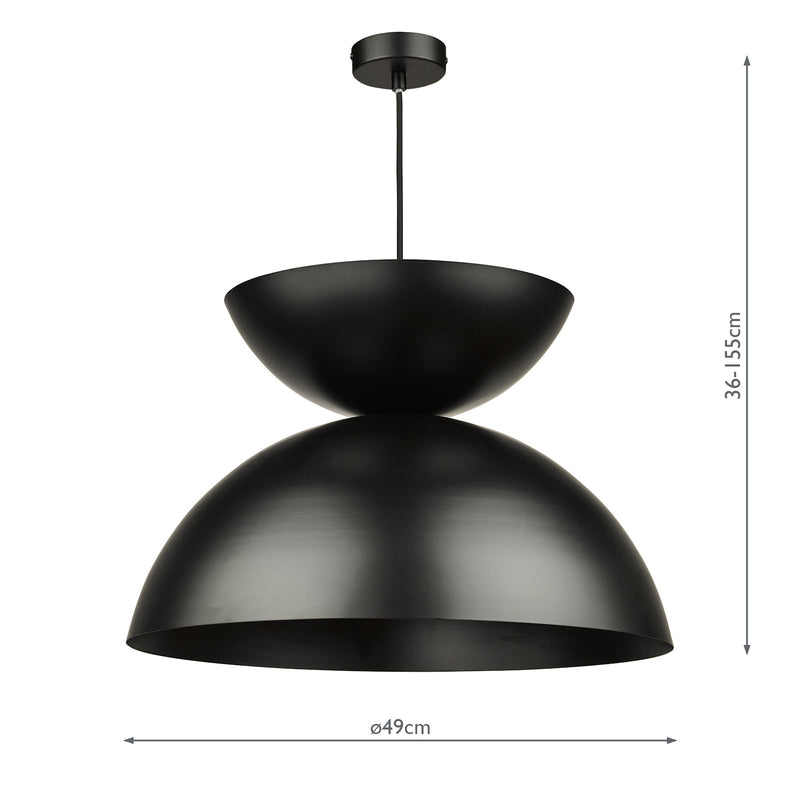 Dar Lighting Riya Pendant Matt Black • RIY0122