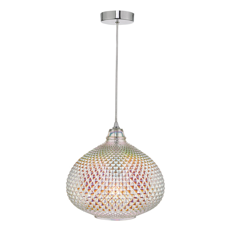 Dar Lighting Roisin Pendant Glass & Polished Chrome • ROI0155