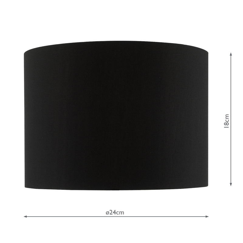 Dar Lighting Roja Black Cotton Drum Shade 24cm • ROJ1022
