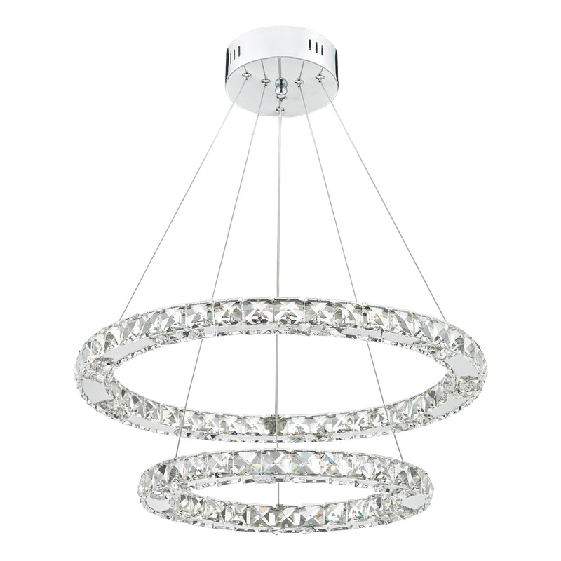 Dar Lighting Roma 2 Tier Pendant Polished Chrome Crystal LED • ROM2550