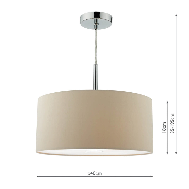 Dar Lighting Ronda 3lt Pendant With Ecru Shade And Diffuser 40cm • RON1029