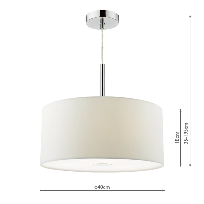 Dar Lighting Ronda 3lt Pendant With White Shade And Diffuser 40cm • RON102