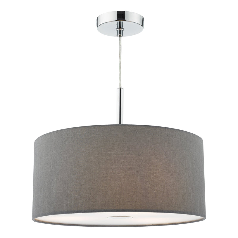 Dar Lighting Ronda 3lt Pendant With Slate Grey Shade And Diffuser 40cm • RON1039