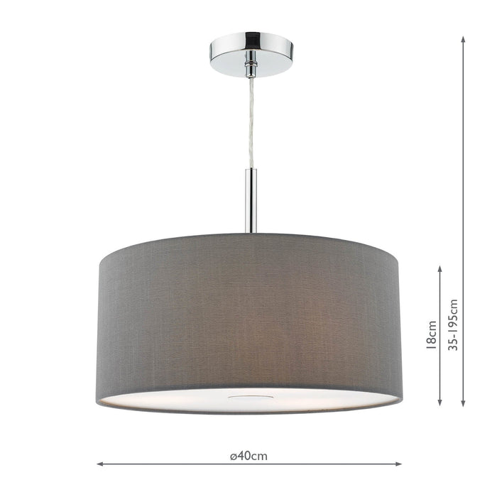 Dar Lighting Ronda 3lt Pendant With Slate Grey Shade And Diffuser 40cm • RON1039