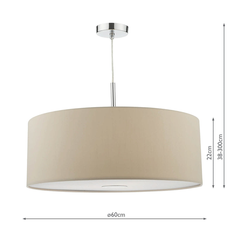 Dar Lighting Ronda 3lt Pendant With Ecru Shade And Diffuser 60cm • RON1729