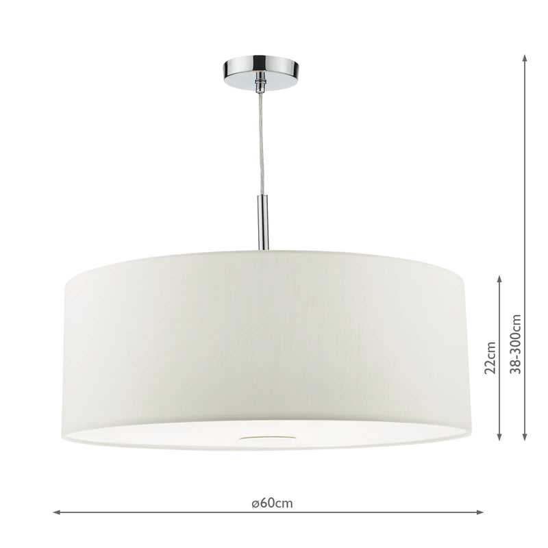 Dar Lighting Ronda 3 Light Pendant 60CM White • RON172