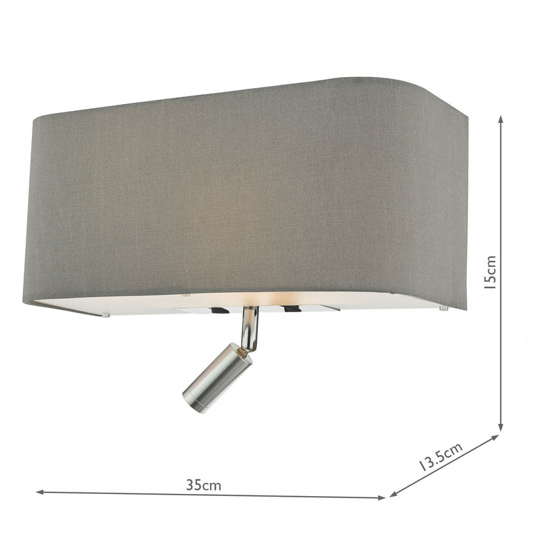 Dar Lighting Ronda 3 Light Wall Light Grey With LED Reading Light • RON7139L
