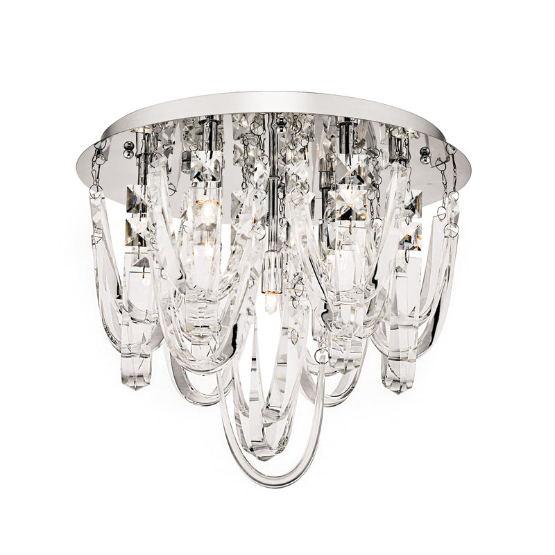 Dar Lighting Roxanne Small 7 Light Flush Polished Chrome Crystal • ROX5050