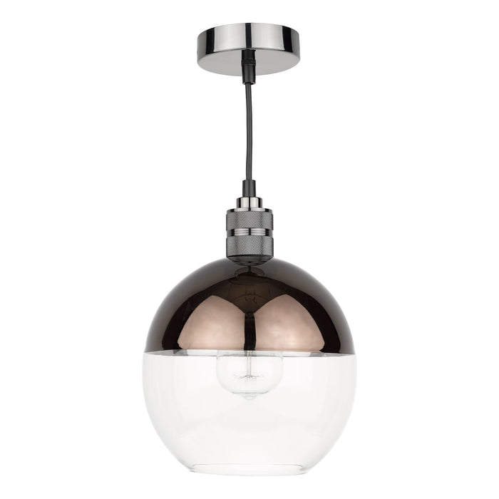 Dar Lighting Rue Easy Fit Pendant Glass Bronze and Clear • RUE6563