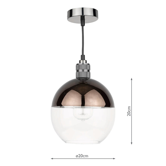 Dar Lighting Rue Easy Fit Pendant Glass Bronze and Clear • RUE6563