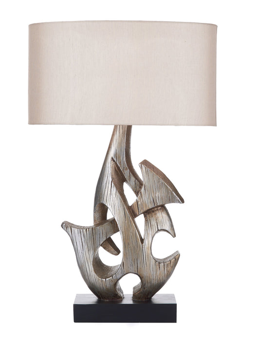 Dar Lighting Sabre Table Lamp Silver & Wood With Shade • SAB4332-X