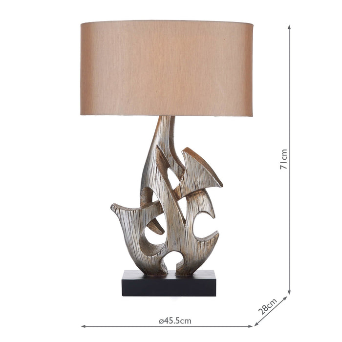 Dar Lighting Sabre Table Lamp Silver & Wood With Shade • SAB4332-X