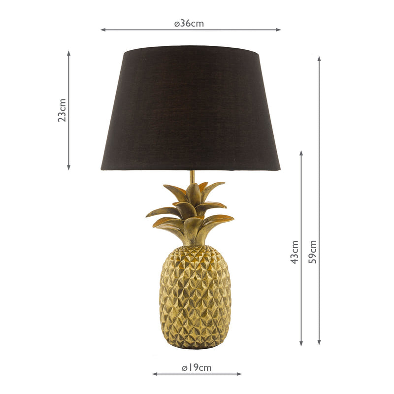 Dar Lighting Safa Pineapple Table Lamp Gold With Shade • SAF4235