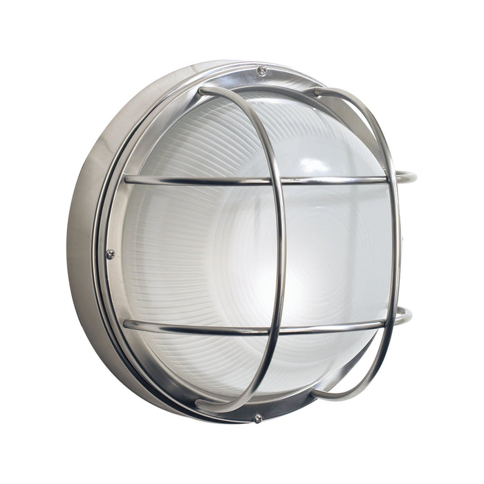 Dar Lighting Salcombe Round Outdoor Wall Light Stainless Steel Glass IP44 • SAL5044