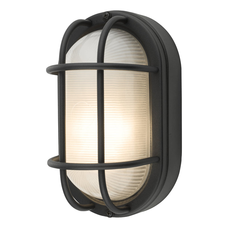 Dar Lighting Salcombe Oval Outdoor Wall Light Matt Black IP44 • SAL5222