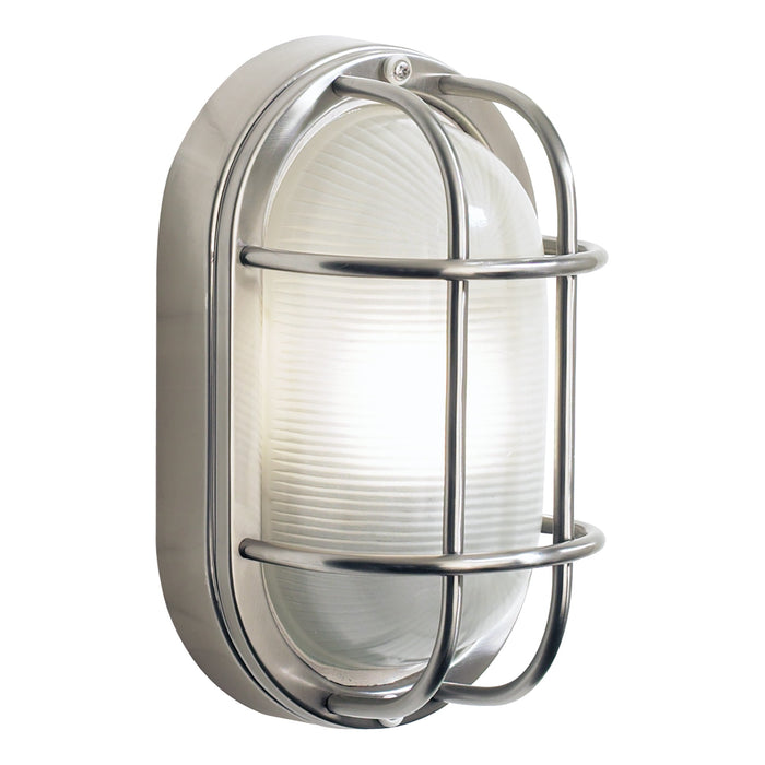 Dar Lighting Salcombe Oval Outdoor Wall Light Stainless Steel Glass IP44 • SAL5244