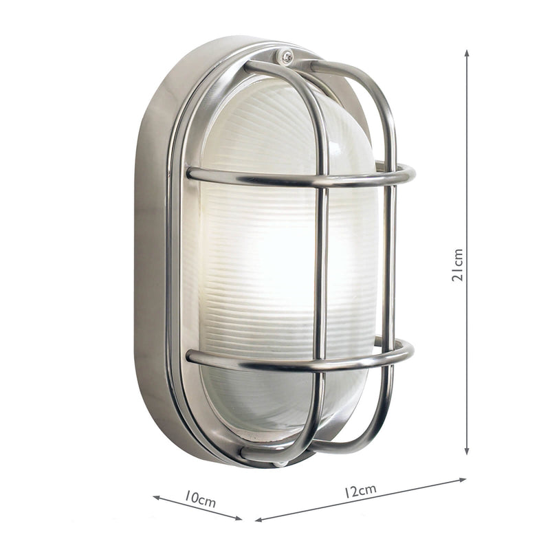 Dar Lighting Salcombe Oval Outdoor Wall Light Stainless Steel Glass IP44 • SAL5244